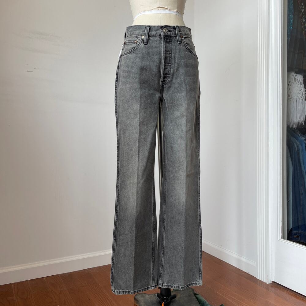 RE/DONE Vintage Inspired Ash Grey High-Rise Loose Straight Leg Jeans